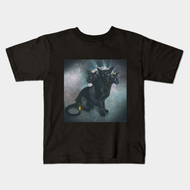 Cerberus Cat Kids T-Shirt by Komataguri